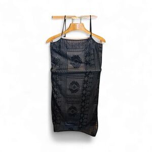 Floreat Slip Dress Luna Black Lace Midi Embroidered Anthropologie small